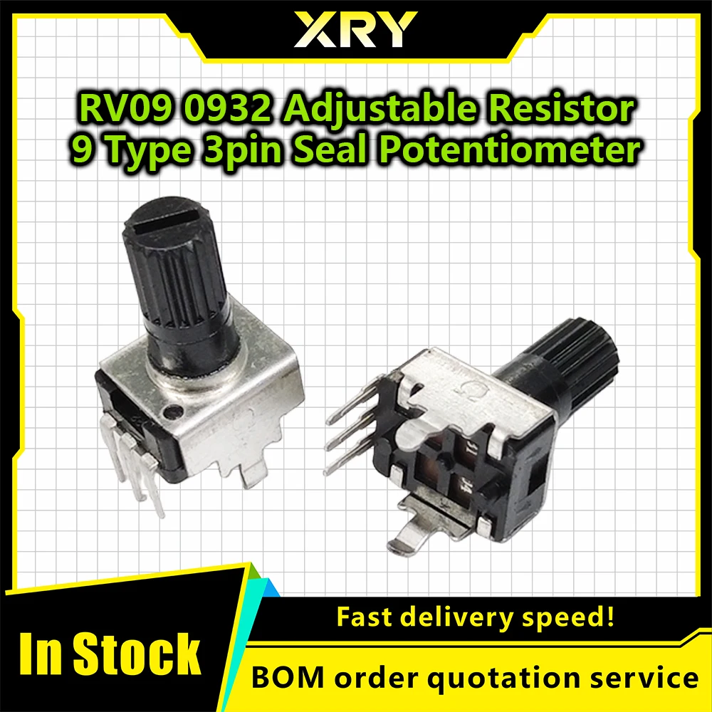 XRY 10PCS RV09 Vertical 12.5mm Shaft 1K 2K 5K 10K 20K 50K 100K 1M 0932 Adjustable Resistor 9 Type 3Pin Seal Rotary Potentiometer