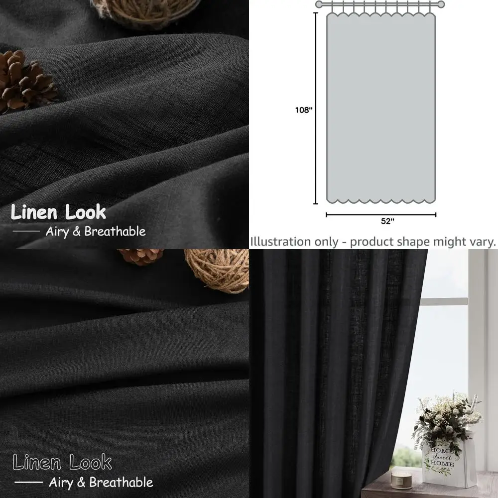 

Modern Farmhouse Style Cotton Textured Sheer Curtains, 108 Long, 2-Panel Set for Large Windows