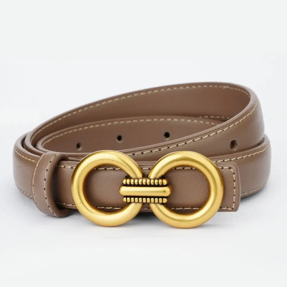 Casual Versatile Genuine Leather Belt Luxury Design Women Metal Slide Buckle Belt Thin Waist Strap