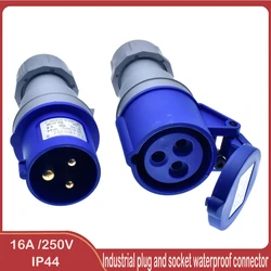 Industrial Plug Connector 16A-6H 250V waterproof dustproof IP44 2P+PE Industrial Socket 3P Female/Male socket