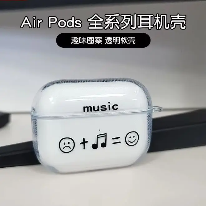 Creative note expressions Clear TPU Wireless Earphone Case For Apple AirPods 4 1 Pro 3 2 Generation Protective Silicone Cover