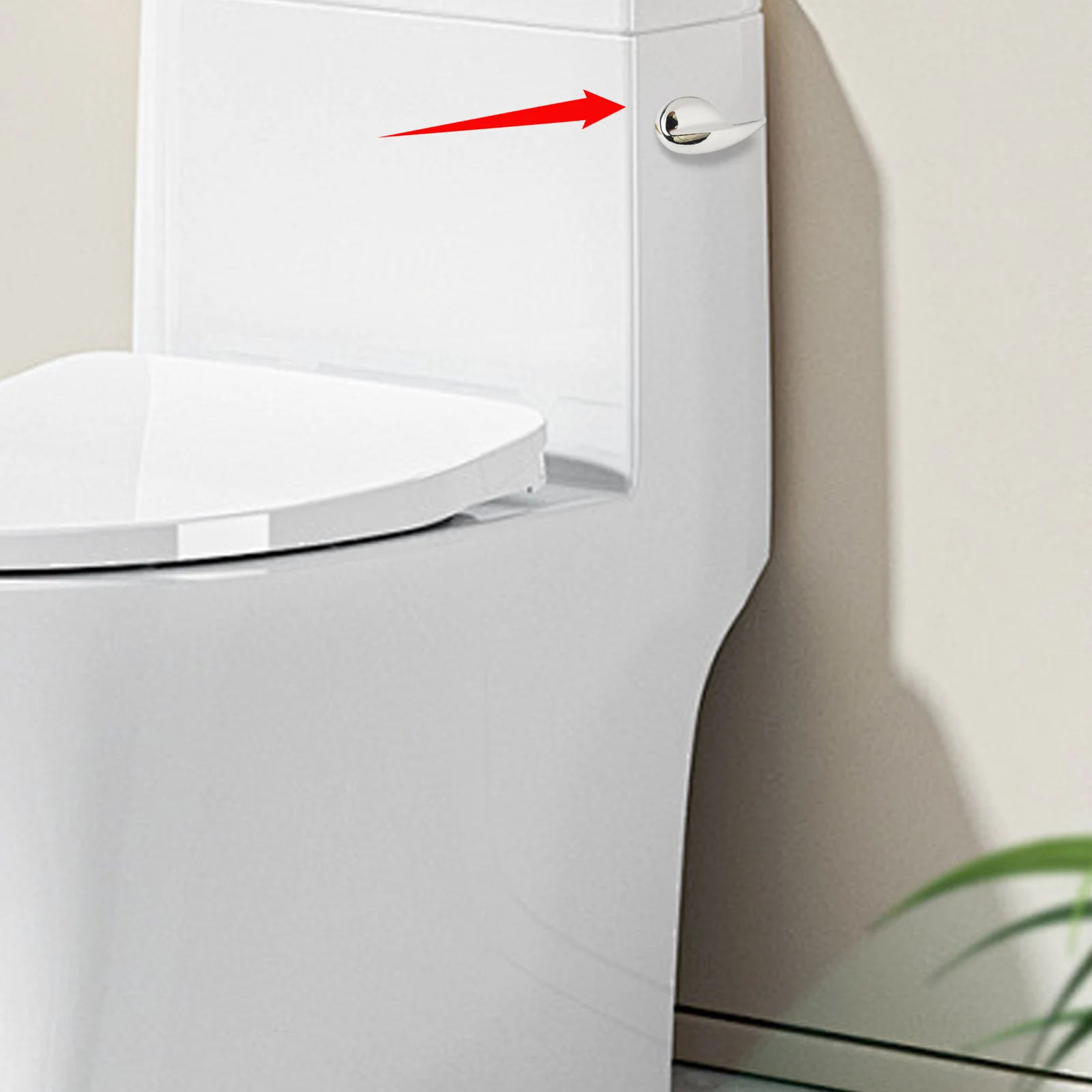 مجموعة مقبض كروم بديلة لخزان المرحاض فعالة مناسبة لمعظم المراحيض من مادة سبائك الزنك #6