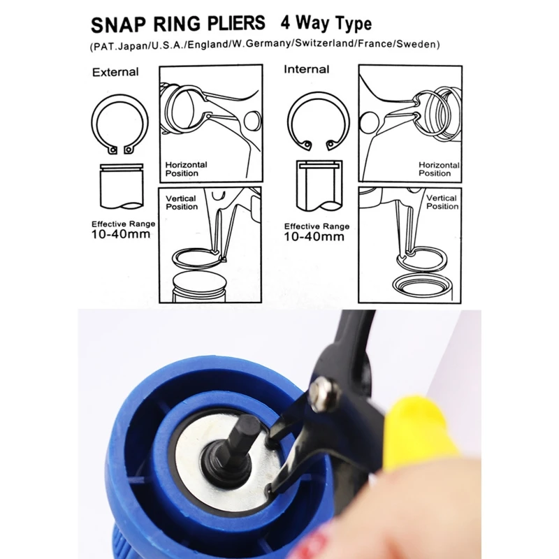 Dual-purpose Circlip Pliers Reassembling Tool Professional Ring Pliers for Internal and External Ring