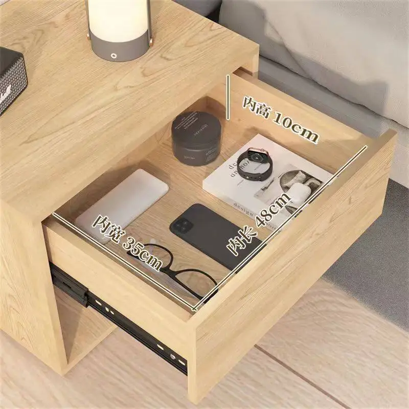 Solid wood bedside table rental house simple modern light luxury bedside shelf multi-functional bedroom suspended bedside table