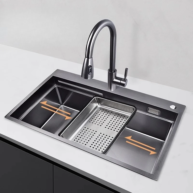 

Sink 304 stainless steel handmade sink kitchen wash basin gun ash large single slot SGP-SD7848B