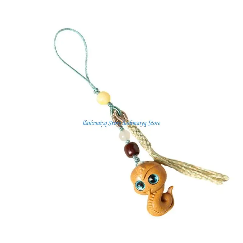 

573B Chinese Zodiacs Snake Keychain Sandalwoods Chain Bag Pendant
