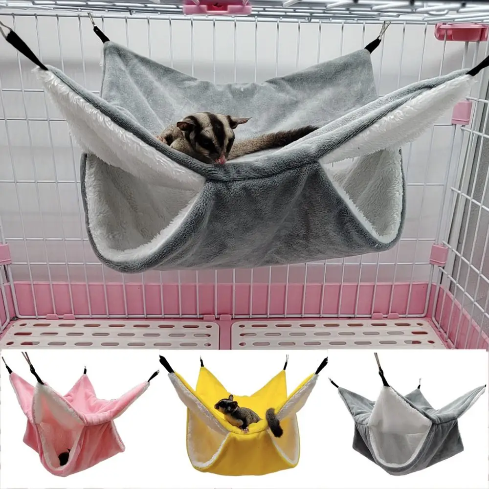 Practical Double-layer Plush Hamster Hammock Warm Thickened Hamster Sleeping Bag Comfortable Hanging Rat Cage House Winter