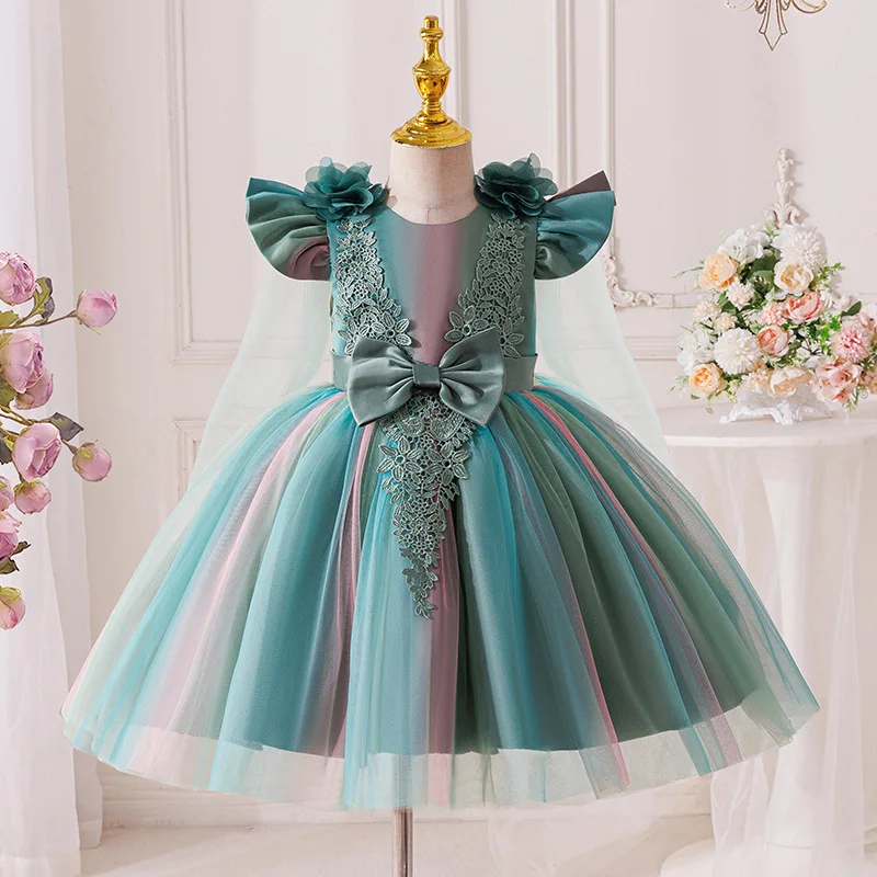 New Girls' Party Dresses Girl Festive Dress Performance Children' Colorful Clothes 4 to 8 Years