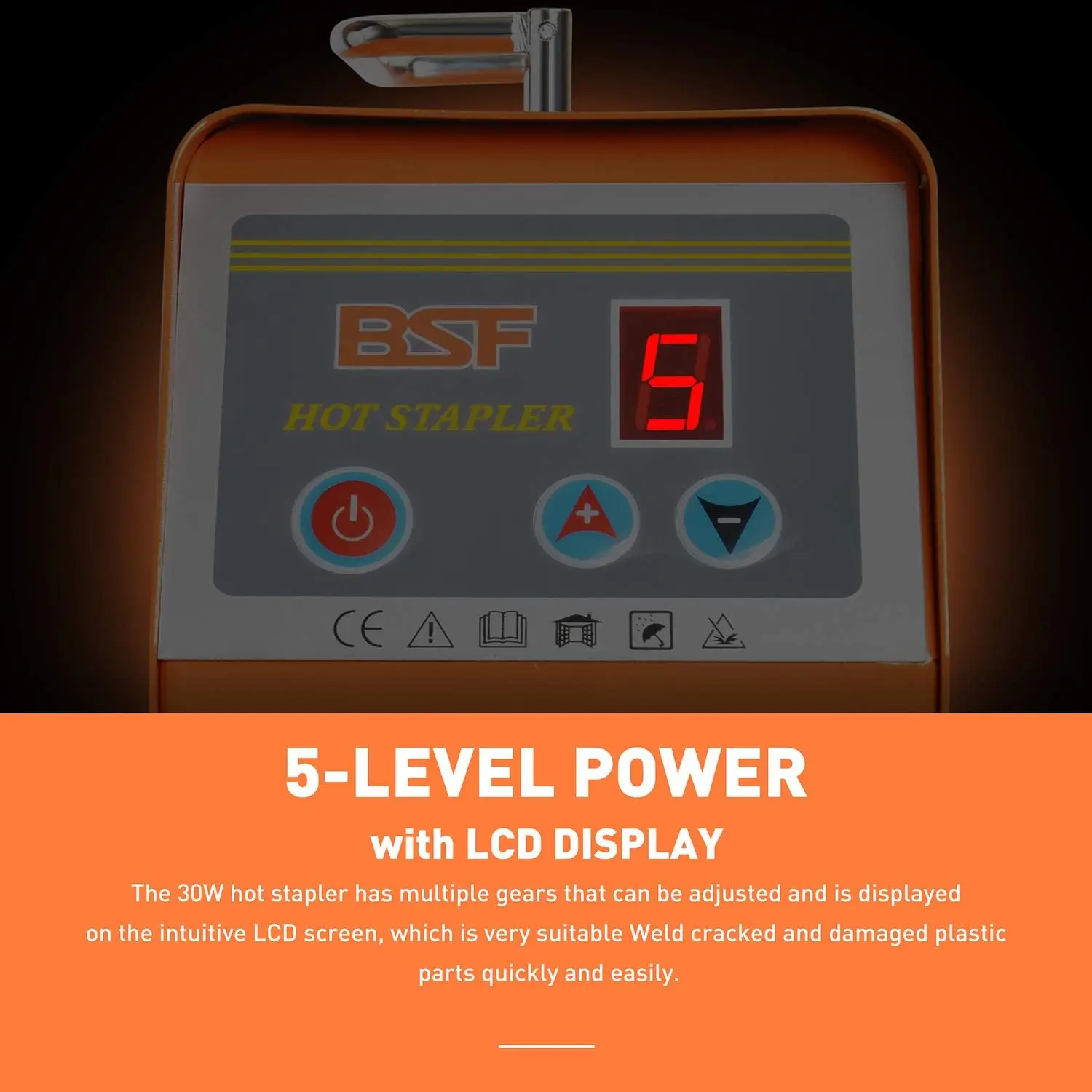 Plastic Welder Repair Kit, 5-Level Adjustable Power, Hot Stapler with Storage Box, 110V