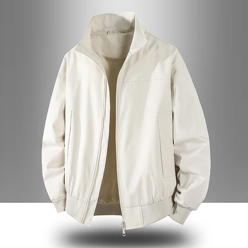 

Oversized Stand - Collar Zip Jacket - Unisex Solid Color Design, Versatile & Comfortable for Year - Round Casual Wear