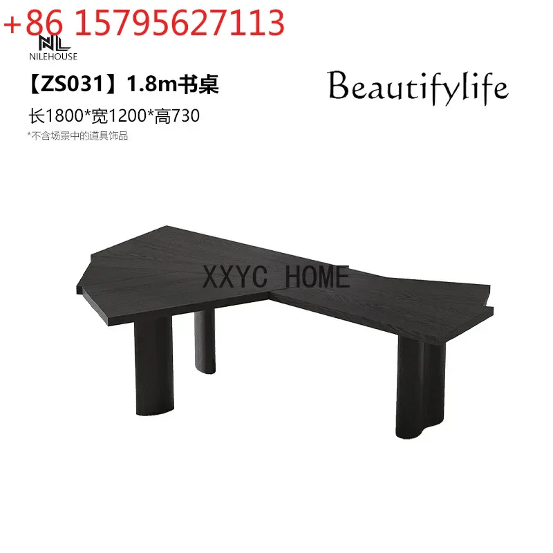 

Light Luxury Modern Simple Advanced Smoky Writing Desk Office Integrated Computer Study Special Shaped Table