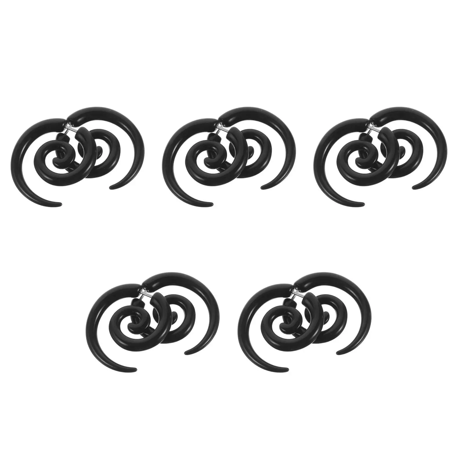 

5pcs Set of 5 Unisex Stud Earrings Snail Spiral Twist Snails Black Fake Gauges Drop for Women