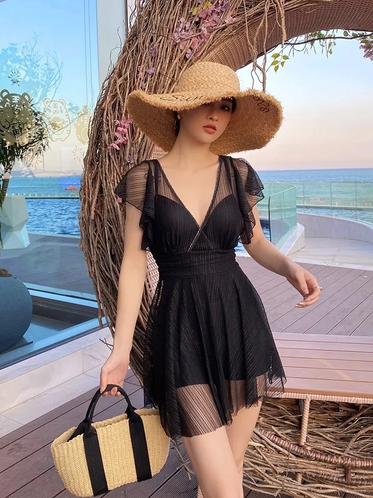 

Купальник-комбинезон для полных женщин: термокупальник с юбкой, скрывающий живот, комфортный, повседневный, для термальных источников