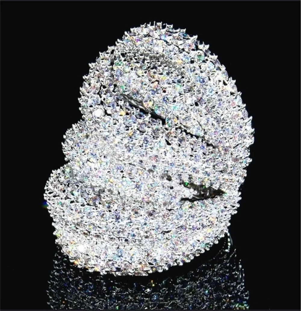 

Luxury Multilayer Full Crystal Zircon Ring For Women Girl Engagement Party Wedding Rings Fashion Women Jewelry Accessories Gift