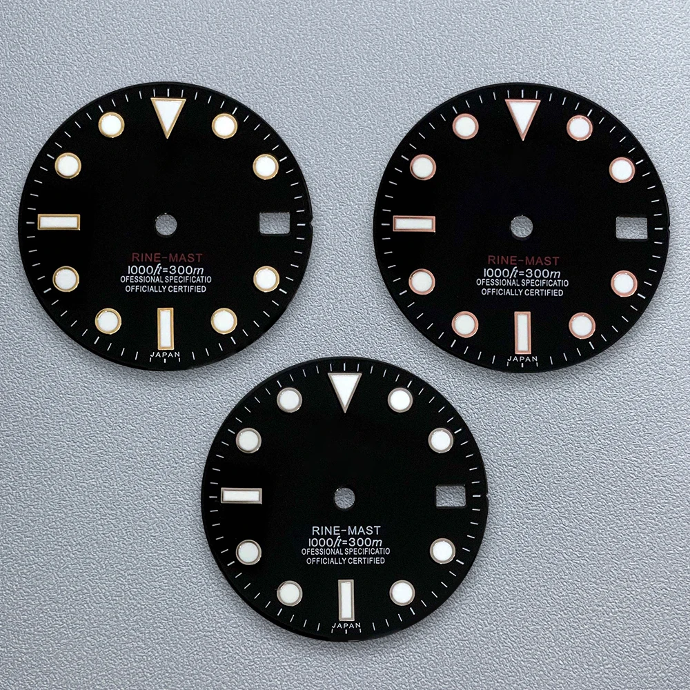 

28.5mm S Logo SUB Dive Dial Fit NH35/NH36/4R/7S Japanese Movement Green Luminous High-Quality Watch Modified Accessories