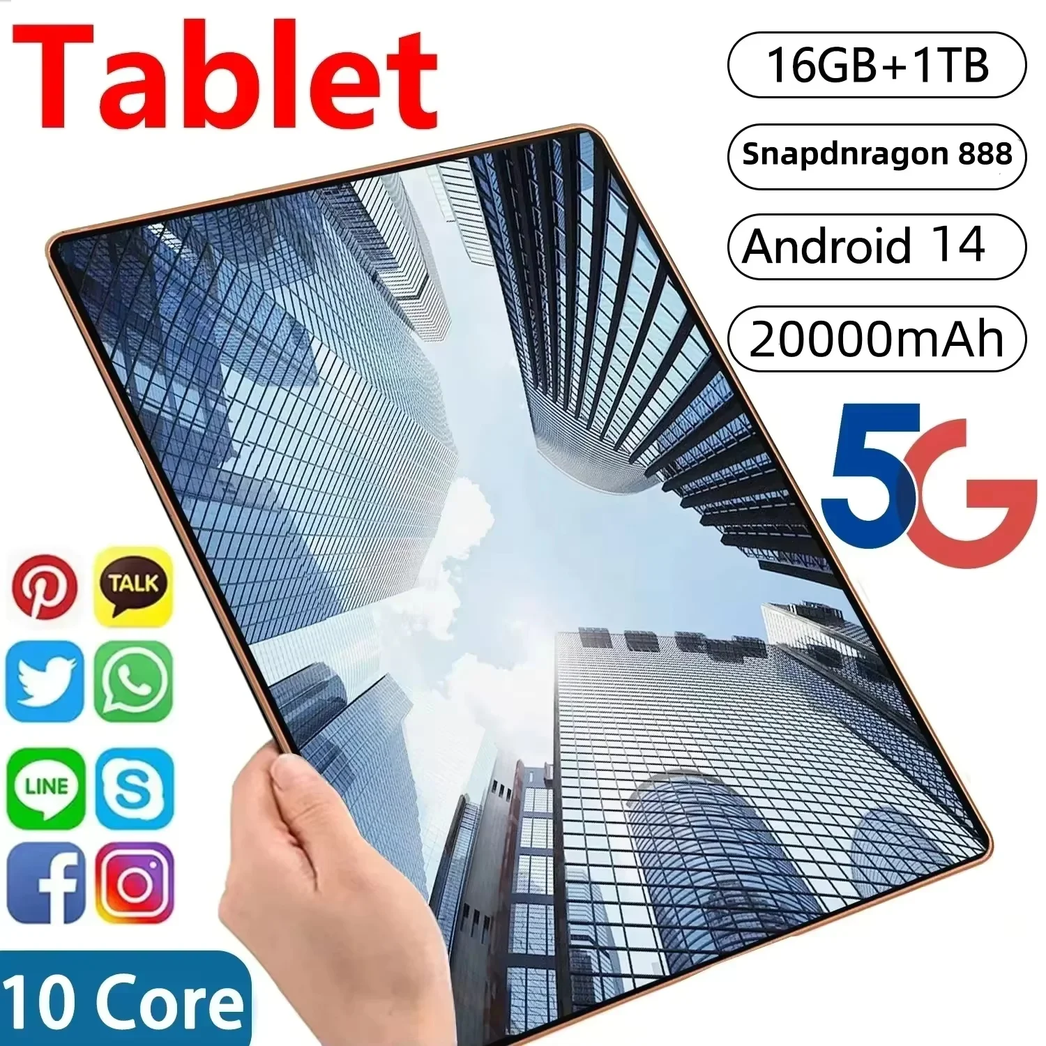 2025 nuevo Pad 15 Pro Tablet Android 14 22GB + 2TB 20000mAh Snapdragon 888 tabletas originales PC 5G tarjeta SIM Dual WIFI HD 4K Mi Tab