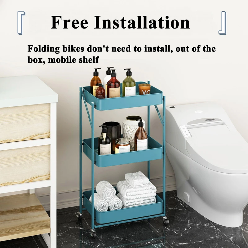 @!Utility Rolling Cart 3 Tier Kitchen Cart Storage Shelves Organizer for Bathroom Kitchen