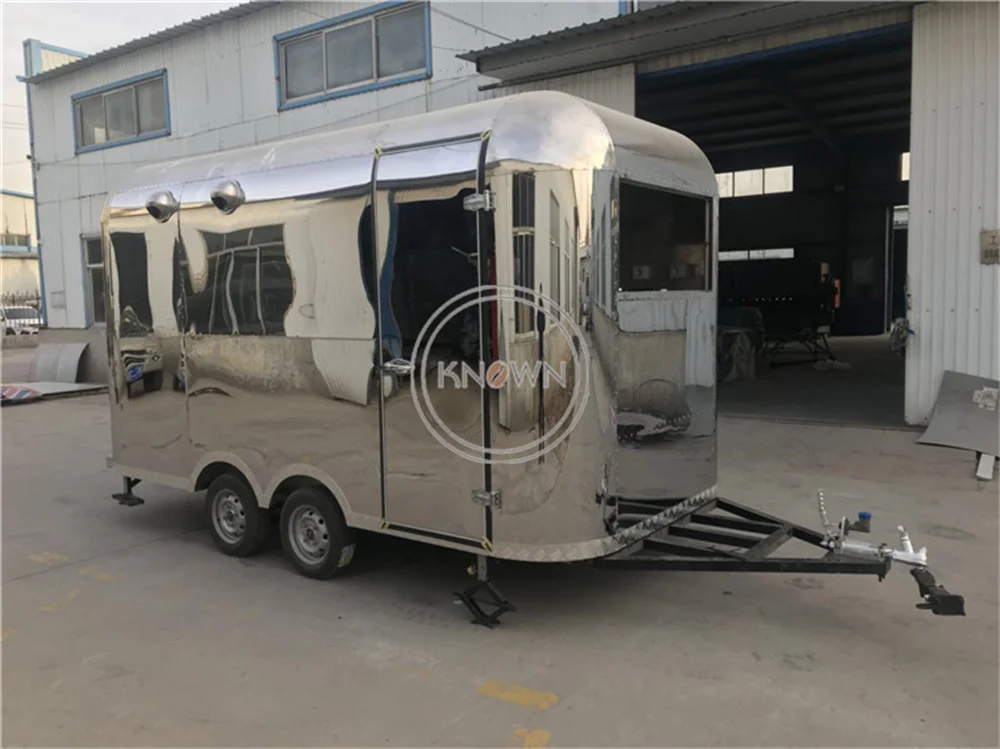 

Грузовик из нержавеющей стали для пищевых продуктов Airstream, продажа кофейного мороженого с полностью стандартной мобильной кухонной тележкой, прицеп для фаст-фуда