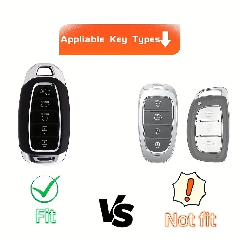 Soft TPU Car Key Fob Cover with Keyring For Hyundai Palisade 2023 Elantra GT Santa Fe 5 Buttons Accessories