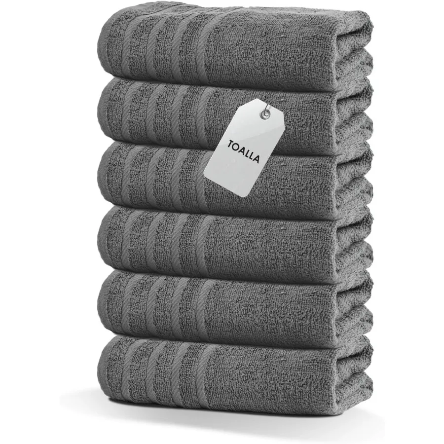 

30x60 Inch Dark Grey Cotton Bath Towels for Gym Bath Spa Shaving Shampoo and Daily Use Large Absorbent Towels in 6Pack Soft and