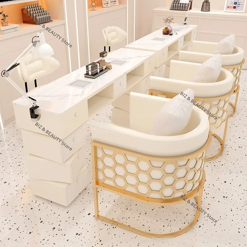 مجموعة كراسي لوحة الصخور طاولات أظافر متعددة الوظائف مع مقبس مكنسة كهربائية طاولات أظافر مكاتب استقبال أثاث Tavolo JTN #1
