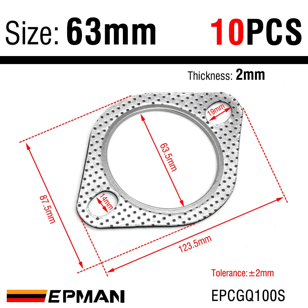 EPMAN Universele turbo-uitlaatpakking Fire Ring van 51 mm tot 78 mm (2" - 3") 2 boutgatpakkingen EPCGQ238S enz.