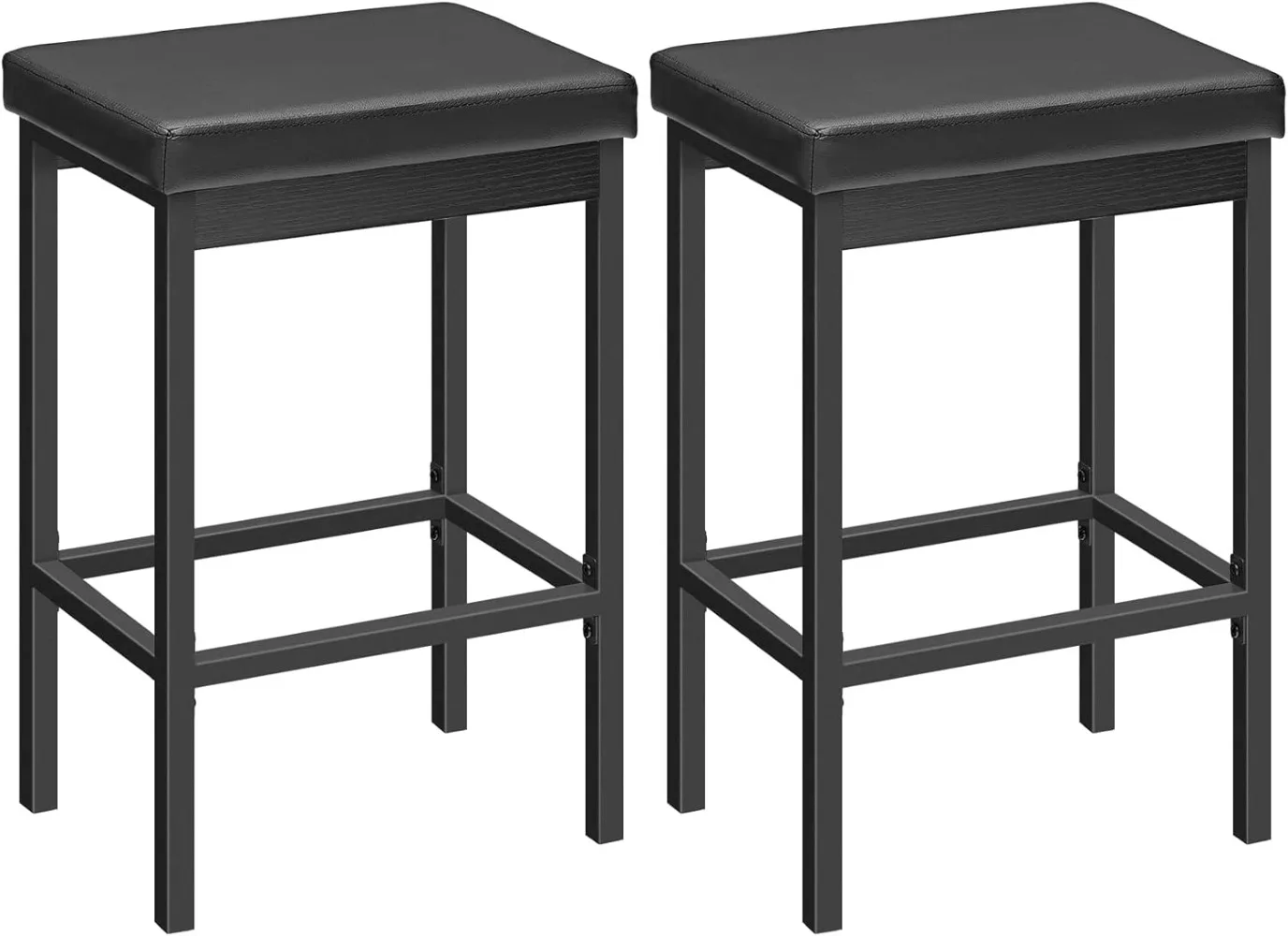 Bar Stools, Set of 2, 24.8-Inch Height Stools,  2" Thick Upholstery, for Kitchen, Dining Room, Cafe, Bar Counter, Black