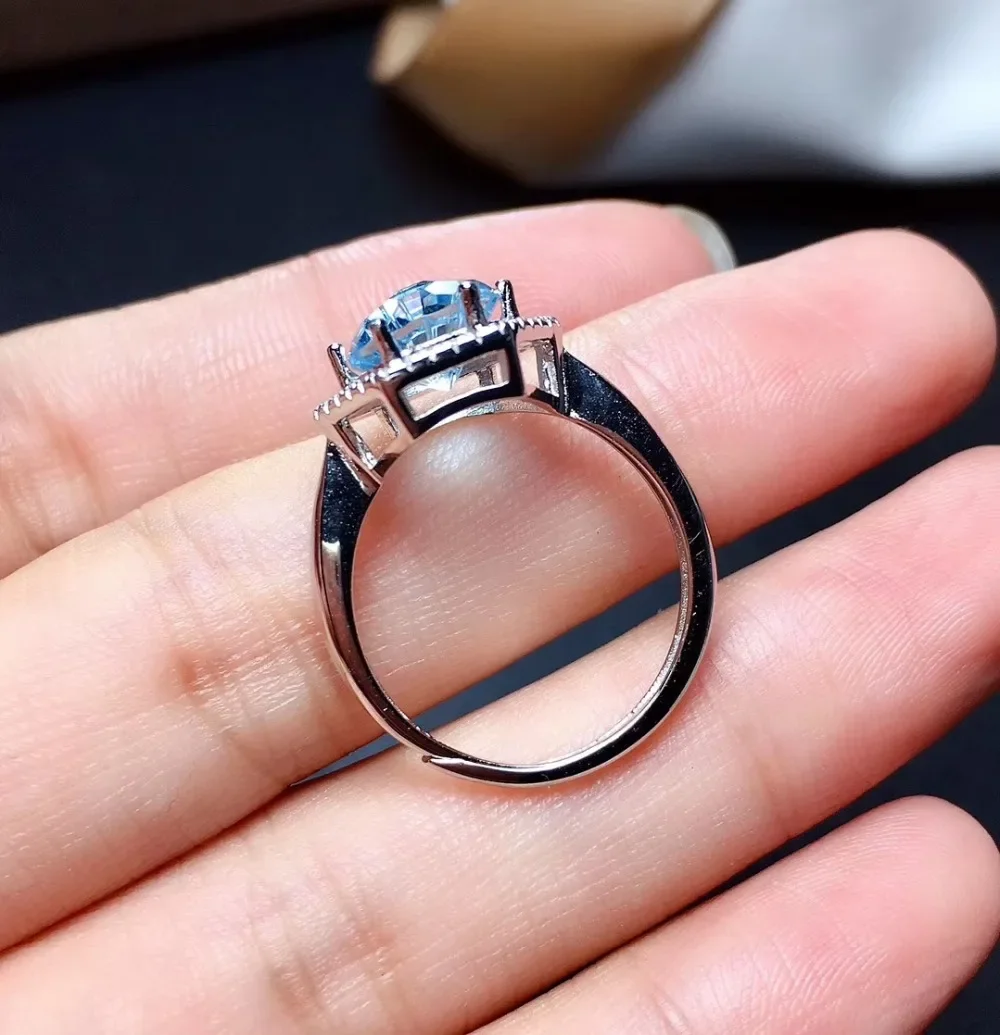 Natural Topaz Ring Simple Style 925 Sterling Silver Jewelry Ring Resizable Rings for Women