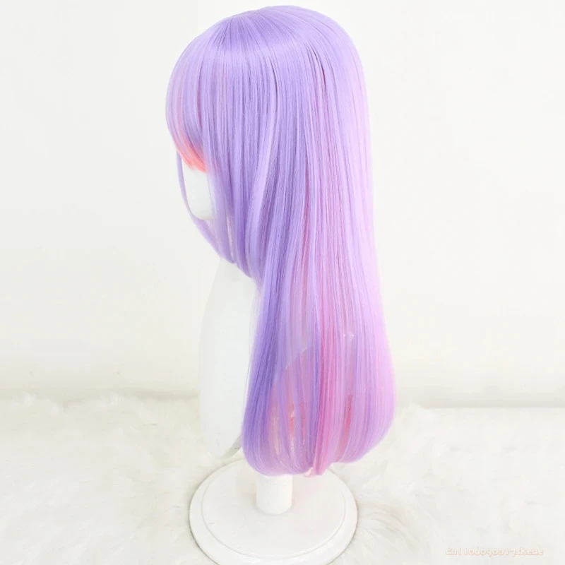 Peluca de Cosplay de Anime VTuber Tokoyami Towa para mujer, peluca sintética resistente al calor de pelo largo morado Lolita, accesorio de Halloween