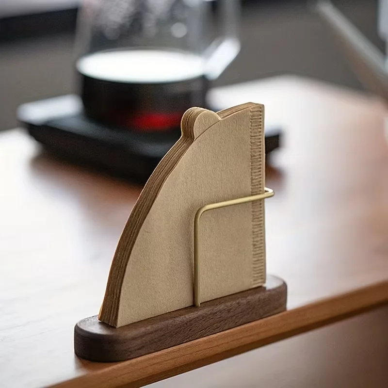 Kaffeefilterhalter aus Walnussholz und Messing, Aufbewahrungsregal aus Holz für V60-Kaffeefilter, Kaffeebar-Zubehör