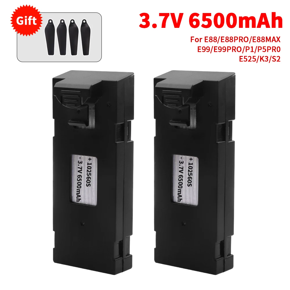 3.7V 6500Mah RC Drone Battery Accessory For E88 E88PRO E99 P1 K3 LsE525 E525 PRO Mini Uav Drone Battery Special Battery Rc Parts