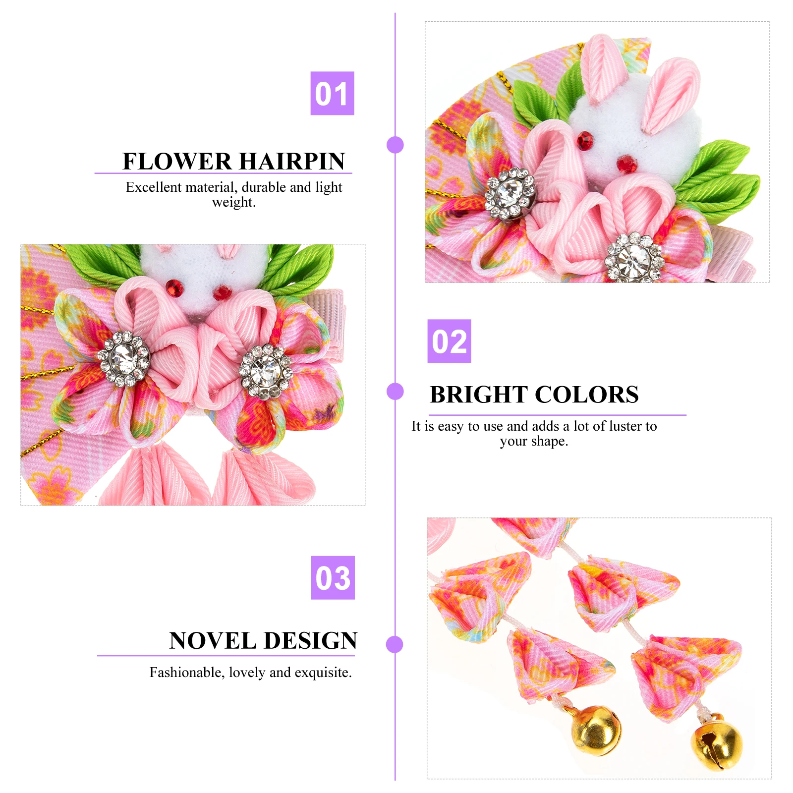 

Rabbit Hairpin Bridal Accessories Women Cloth Clips Retro Elegant Flower Tassel Hanfu Girls Hair Decor Wedding Party