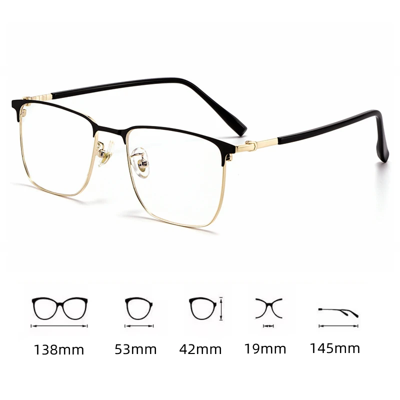 Kacamata Bingkai Persegi Bisnis Mewah Terbaru untuk Pria, Kacamata Optik Resep Khusus Anti Cahaya Biru