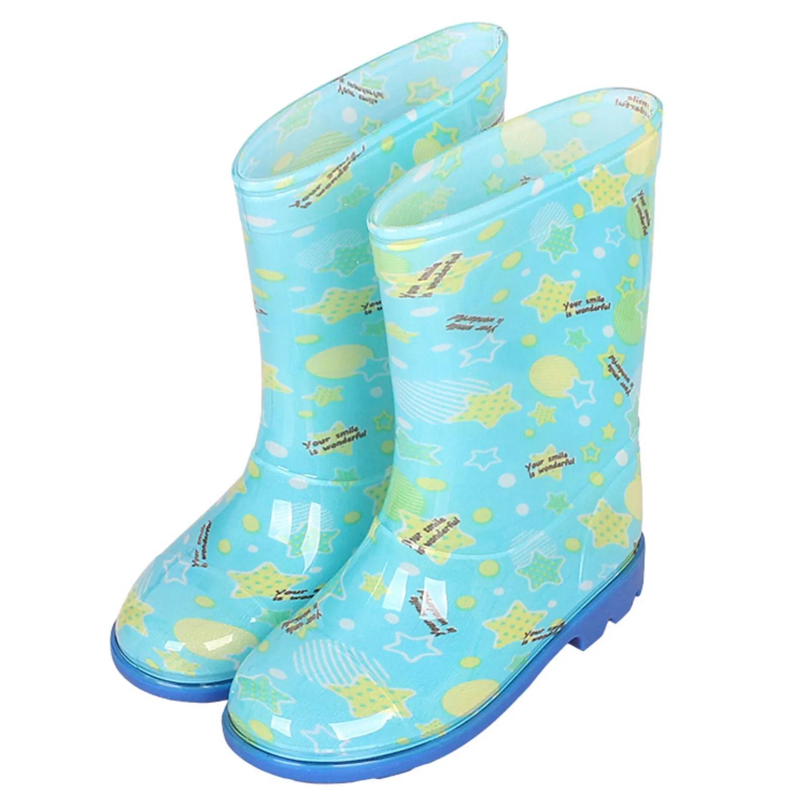 Hot New Rainbow Crystal PVC Rain Boots For Kids Waterproof Boys Girls Mid-calf Rainboots Children Non-slip Water Shoes