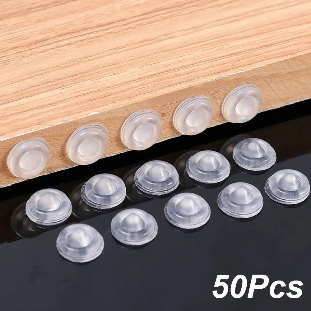 50Pcs/Sheet Rubber Silicone Anti-collision Particle Self Adhesive Transparent Furnitures Bumper Pad Door Cabinet Toilet Drawer