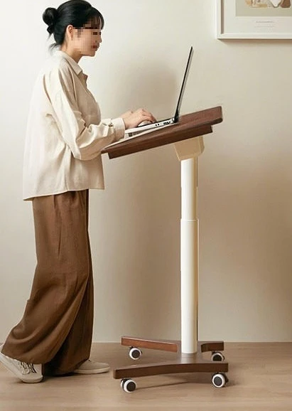 Solid wood lifting, movable, small apartment bedside table, home study, folding table