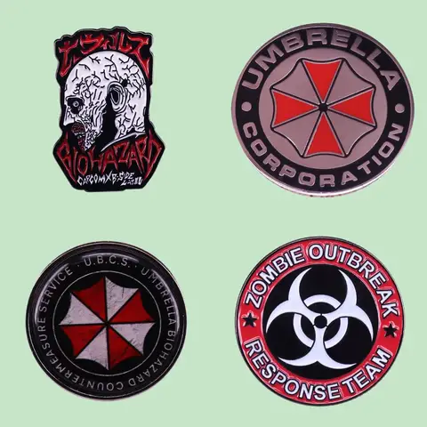 Klassiker Biohazard Service Evil Resident Emaljbrosch Nål Kavajslag Ryggsäck Metallmärken Modesmycken Accessoarer Dropshipping 10 best sales Pin Resident Evil - №4