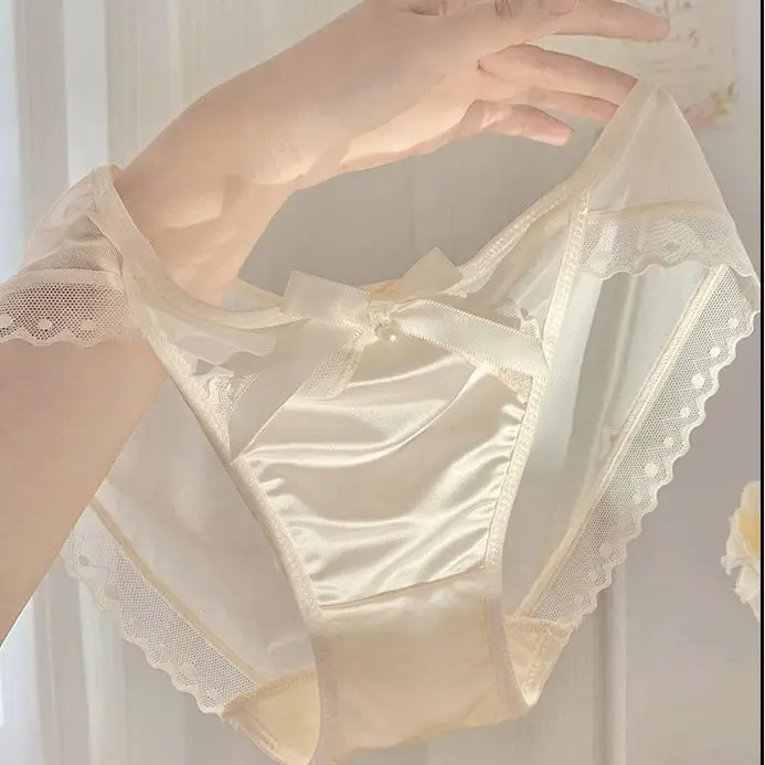 Girls French sexy lace mesh women's underwear women's summer thin quick-drying pure desire bow