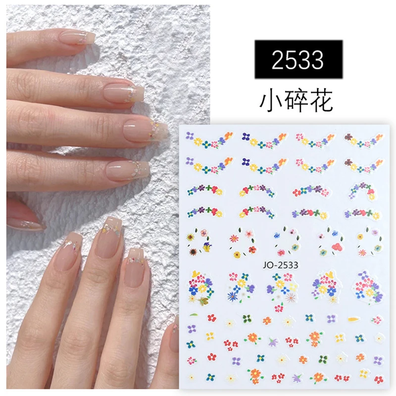 3d Nail Art Sliders Stickers Spring Candy Color Small Flowers Leaves Decals For Nails Manicures Tips Decorations