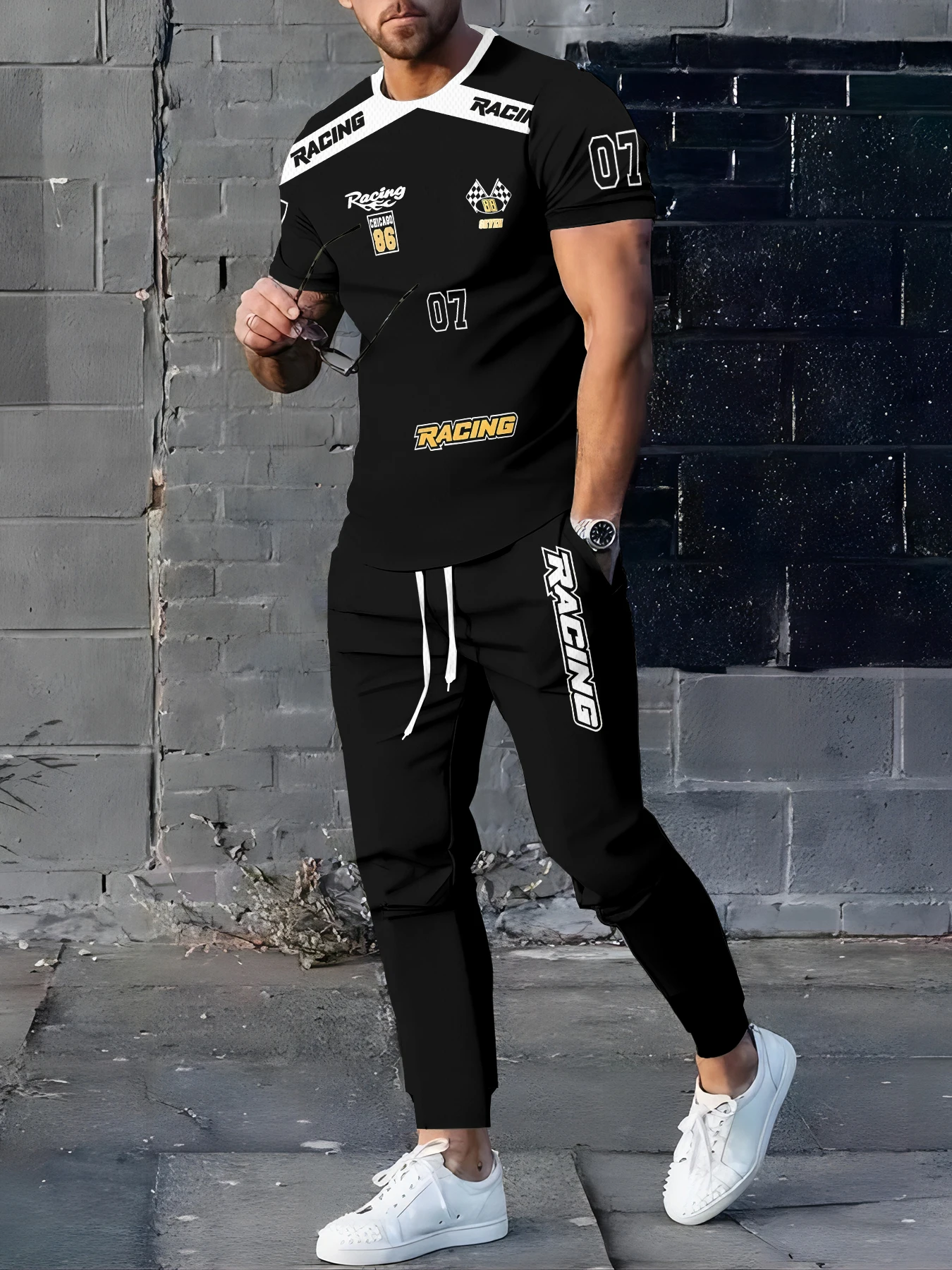 

2026 Summer Men's Suit with 3D Printed Pattern Breathable Lightweight Comfortable Leisure Sports Outdoor Men's Clothing
