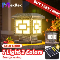 Outdoor LED Solar Stigma Post Cap Lights, Waterproof & 2 Color modes, Lawn Landscape Pillar Head Lamp for Garden, Patio, Pathway