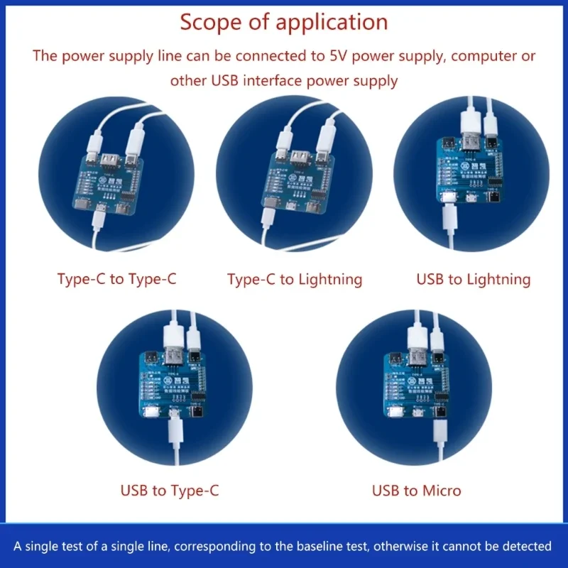 Data Cable Detection Board USB Cable Tester For iOS Android- Type-C Short Circuit On-Off Switching Test Board