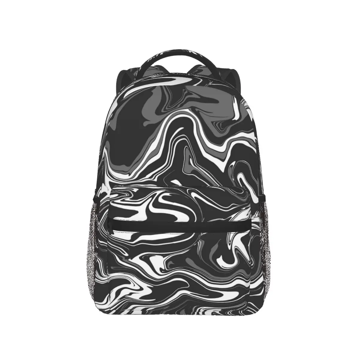 

Liquid Swirl Modern In Black White Geometric Backpack Hot Sale Daypack Children BookBag School Bag Shoulder Bags for Men Women