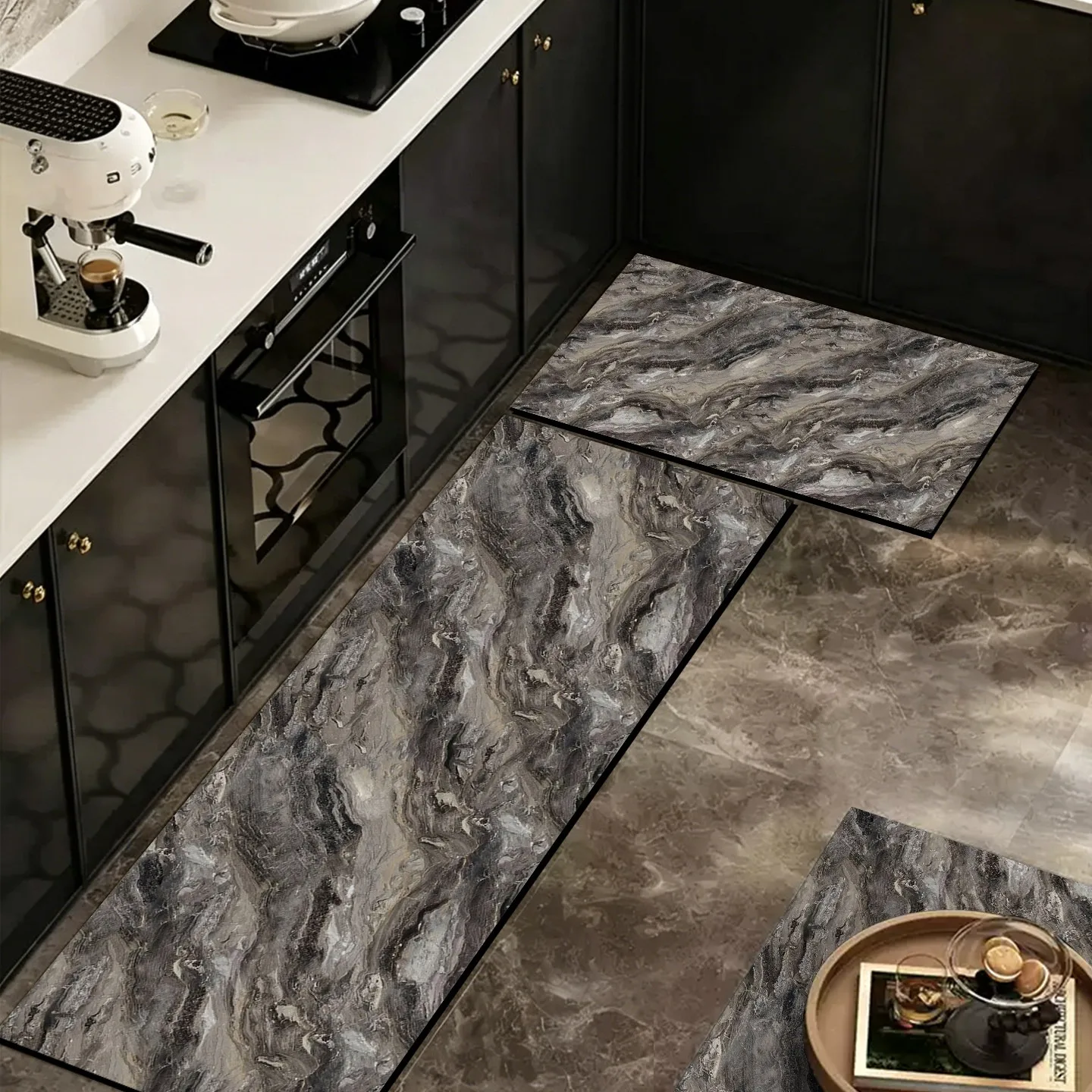 Kitchen Floor Mats Oil-proof Stain-proof Impermeable Rugs Non-slip Mat Imitation Marble Texture Carpet Home Decoration 주방매트 바닥매트