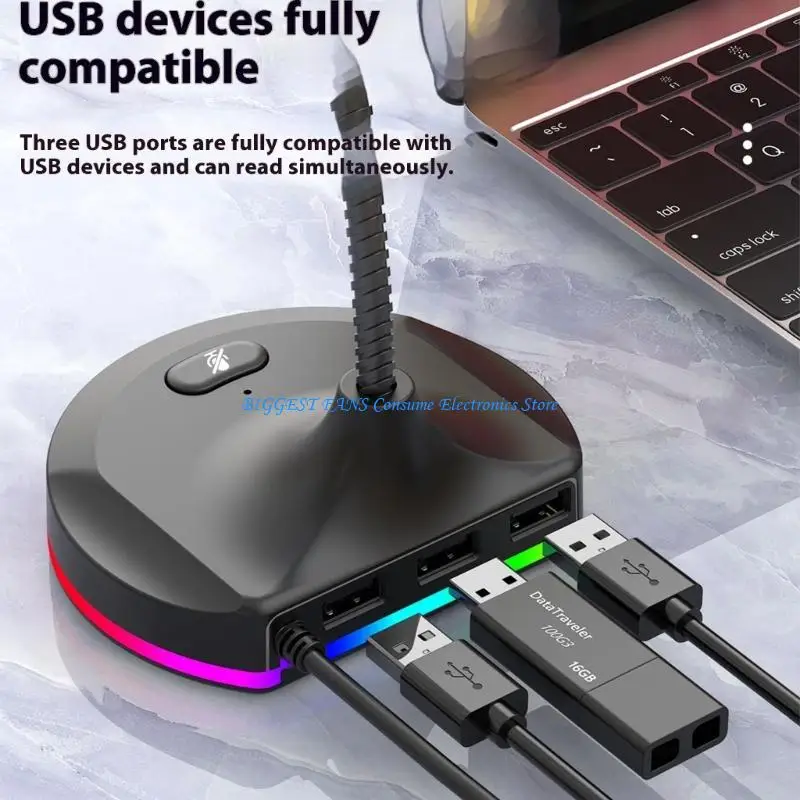 

Desktop Gooseneck Condenser Microphone with LED Light for Meeting Video Conference Lectures Streaming Accessories