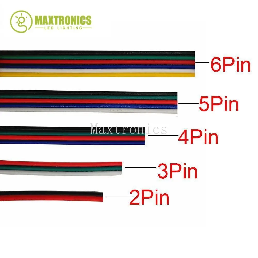 5 Meters 22 AWG 2pin 3pin 4pin 5Pin 6pin  Extension Electric Wire Cable Led Connector For 5050 3528 RGBW RGB CCT LED Stirp