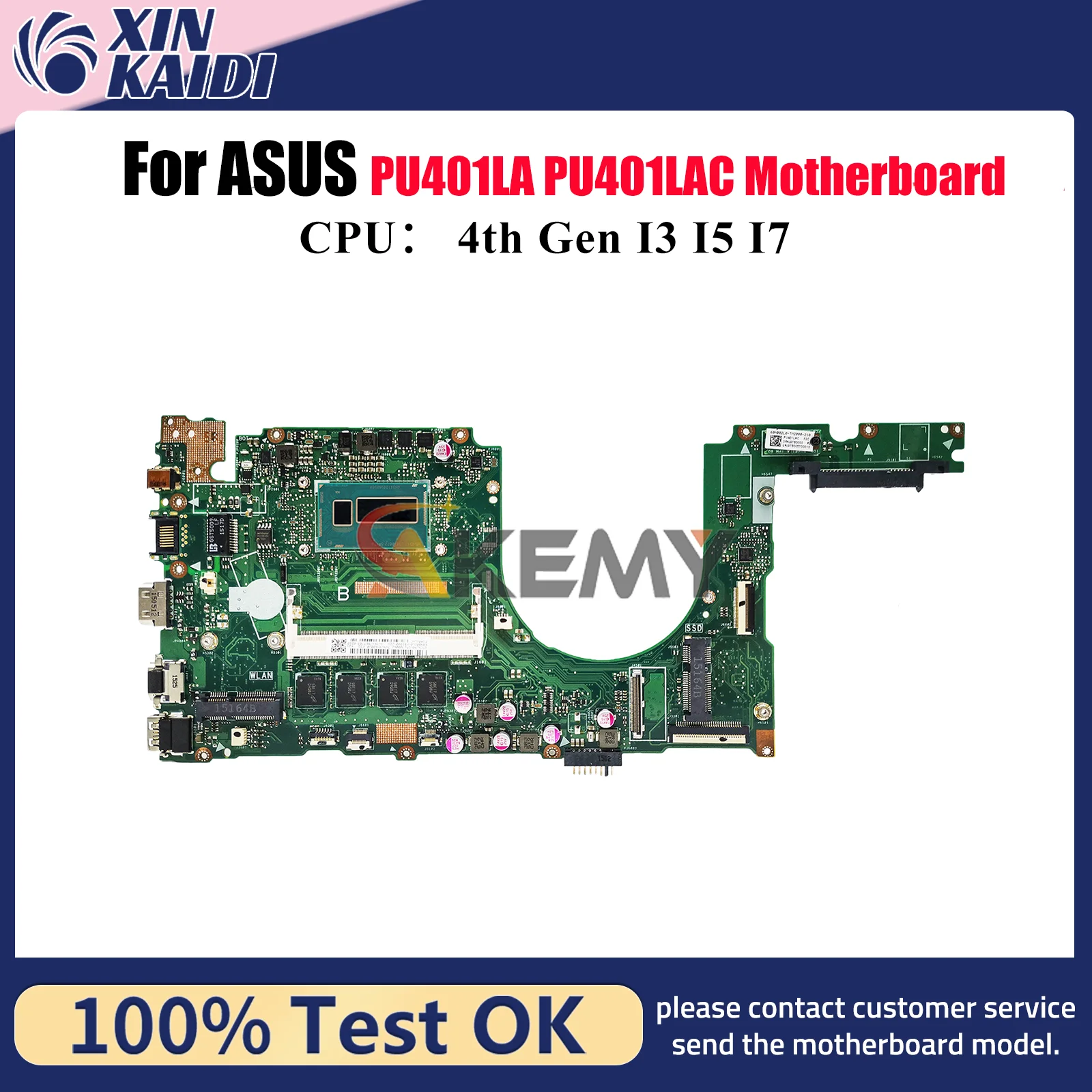 

PU401LA Laptop Motherboard For ASUS VivoBook PU401LA PU401LAC PU401L Notebook Mainboard With I3 I5 I7 CPU tests OK fast shipping