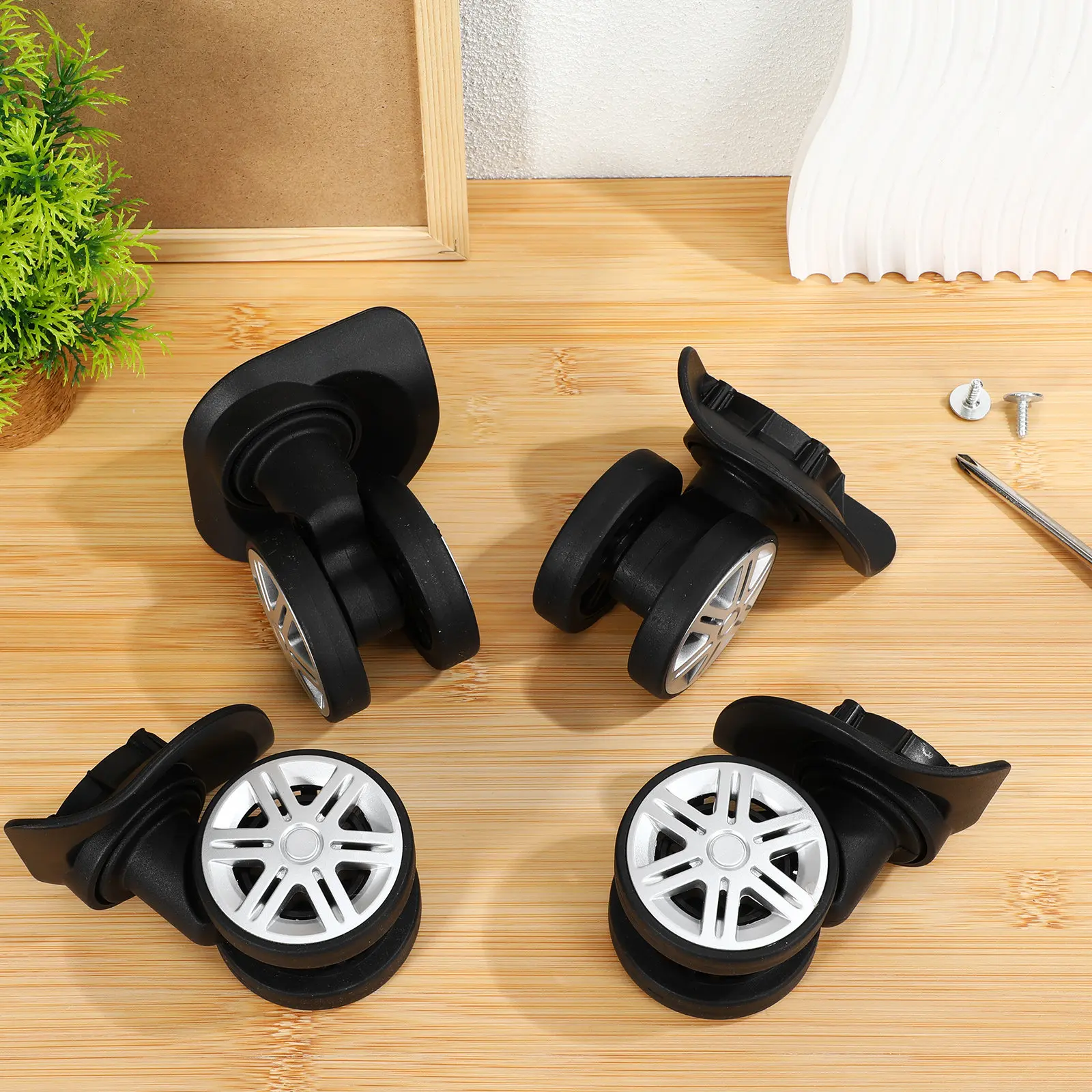 4Pcs Suitcase Wheels Replacement Double Row Luggage Roller Smooth Rotation Suitcase Wheel Repair Parts Universal