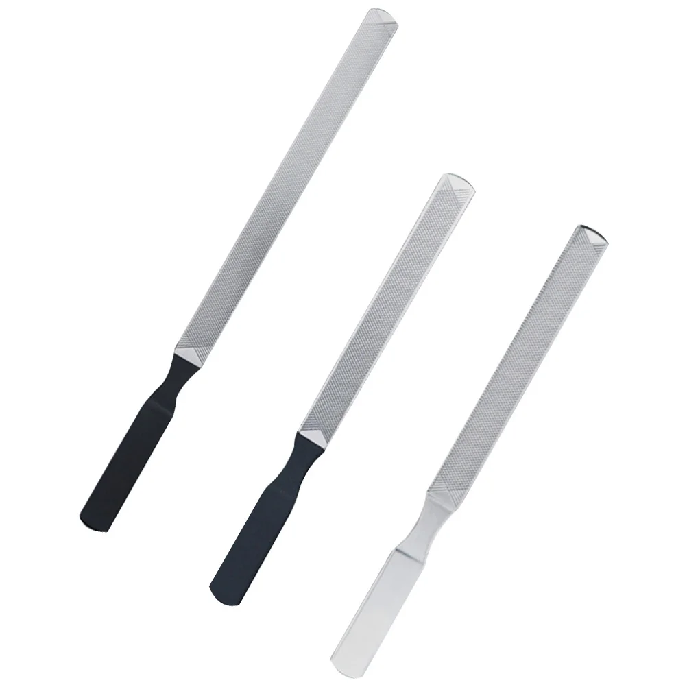 3개입 스테인리스 스틸 파일 슬림 매니큐어 도구 손톱 광택 제거 네일 아트 디자인 홈 살롱용 네일 파일 도구