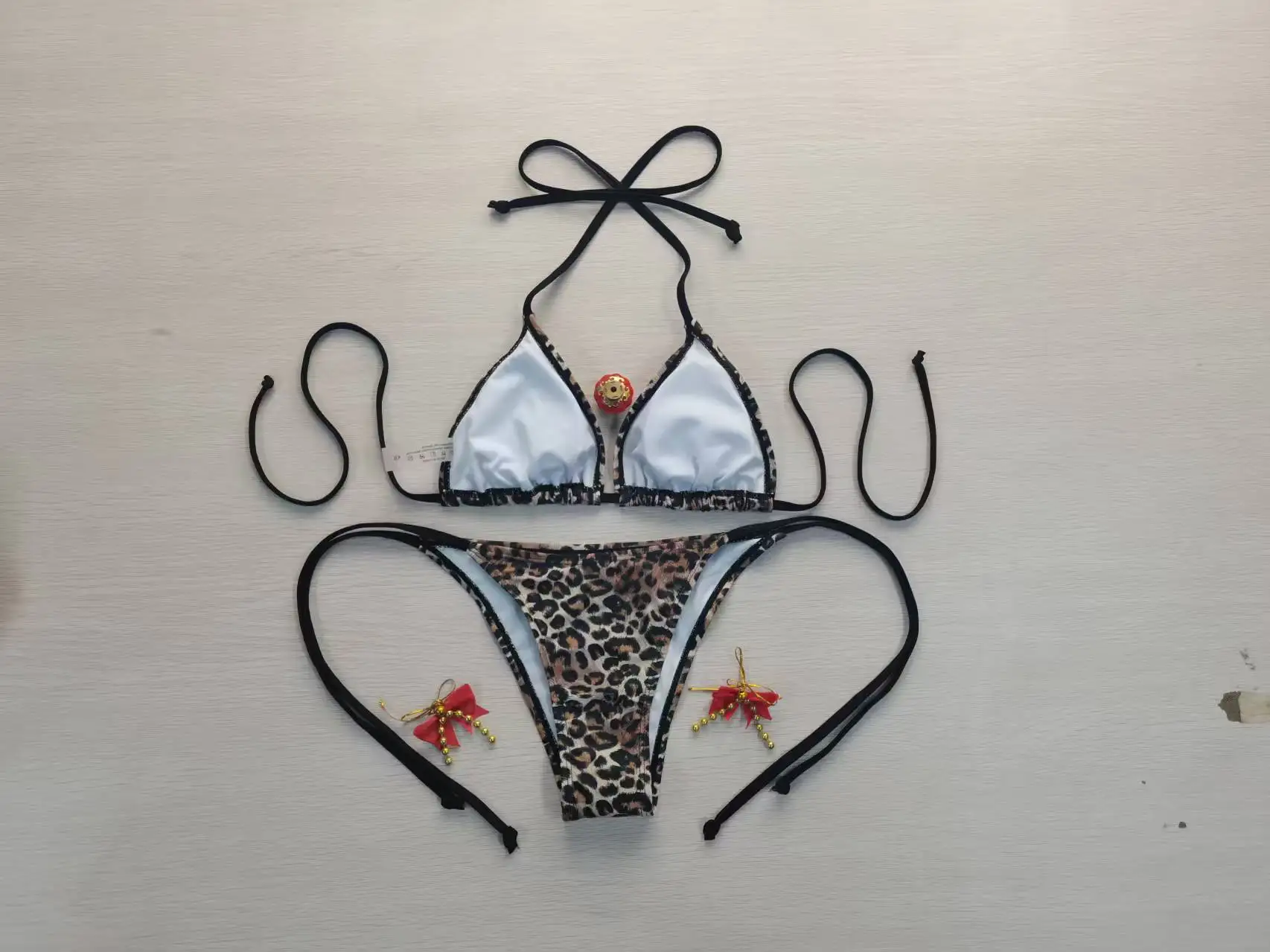 Stylish Leopard Print Backless Separated Bikini Women's European And American Swimsuit Sexy Design Summer Beachwear
